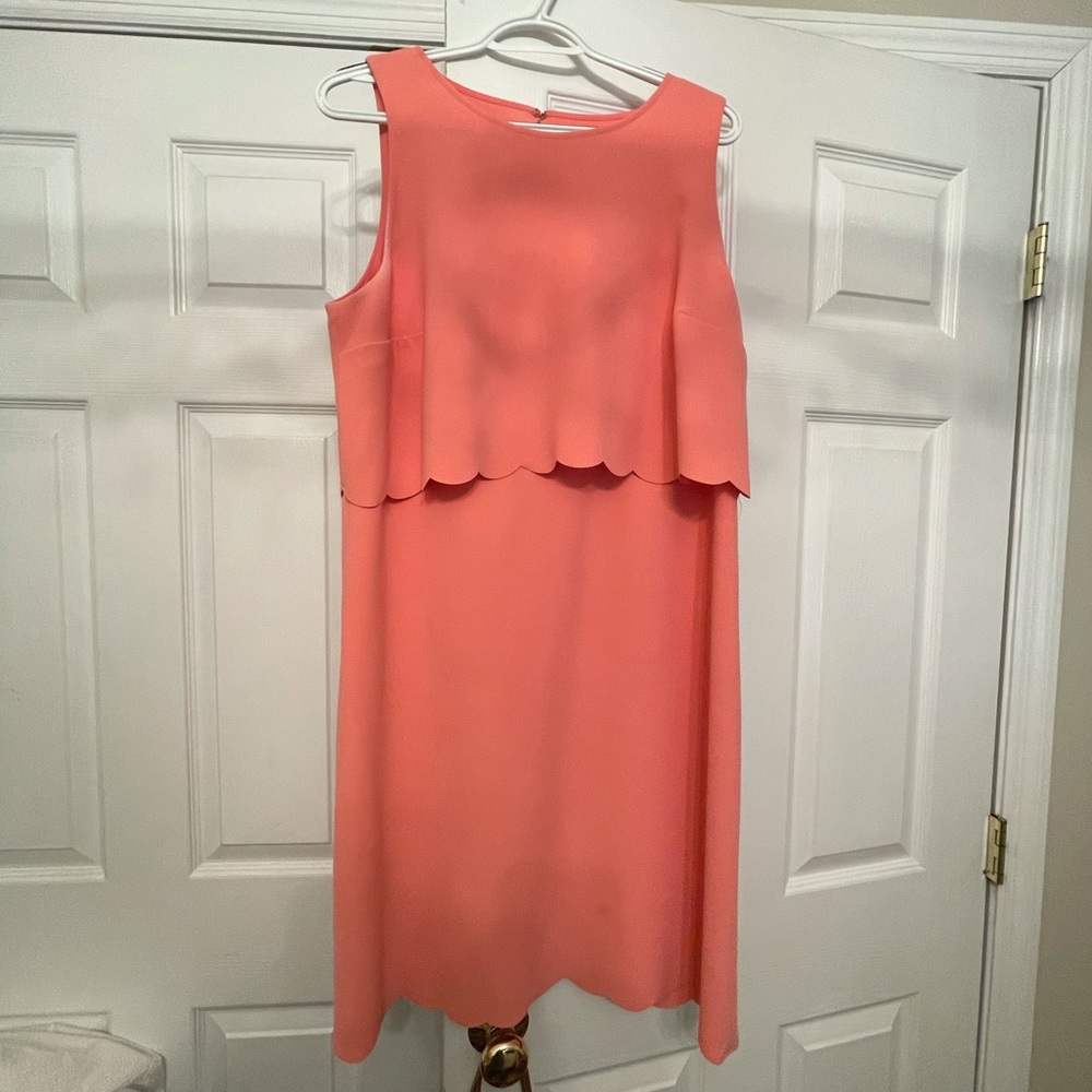Loft Coral Scalloped dress